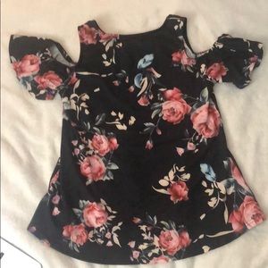 Cold Shoulder Navy Floral Blouse